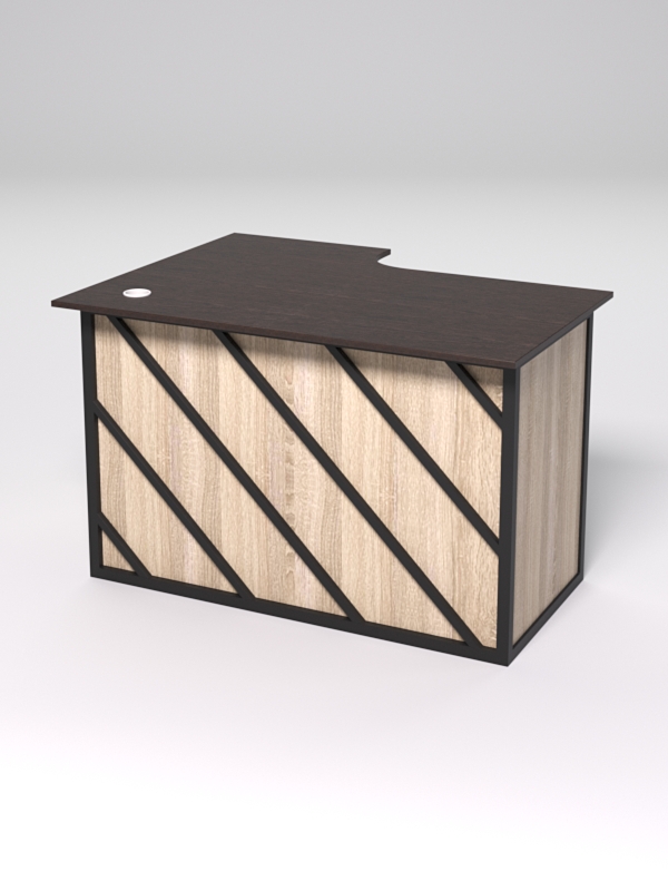 Стол эргономичный офисный СЭ-16А (правосторонний) СТРОНГ в стиле ЛОФТ декор №2, Дуб Венге и Дуб Сонома