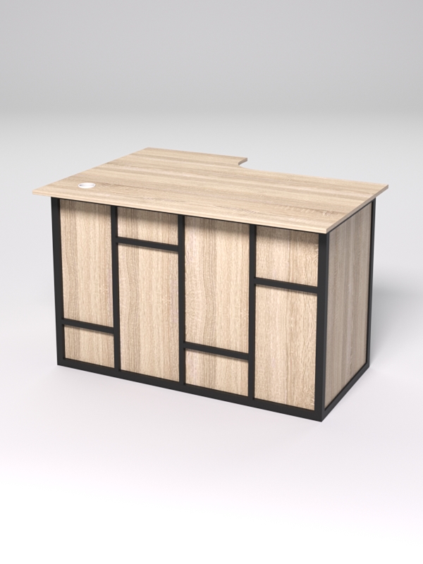 Стол эргономичный офисный СЭ-16А (правосторонний) СТРОНГ в стиле ЛОФТ декор №3, Дуб Сонома