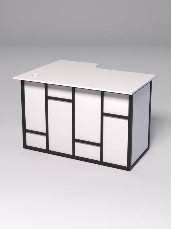 Стол эргономичный офисный СЭ-16А (правосторонний) СТРОНГ в стиле ЛОФТ декор №3, Белый