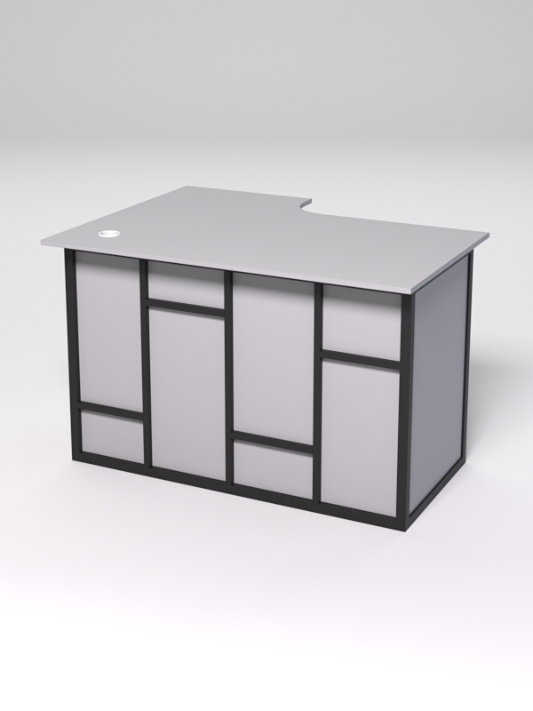 Стол эргономичный офисный СЭ-16А (правосторонний) СТРОНГ в стиле ЛОФТ декор №3, Серый