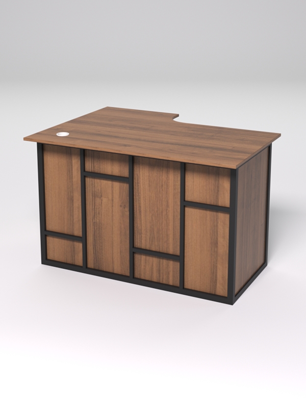 Стол эргономичный офисный СЭ-16А (правосторонний) СТРОНГ в стиле ЛОФТ декор №3, Орех