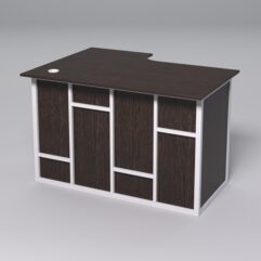 Стол эргономичный офисный СЭ-16А (правосторонний) СТРОНГ в стиле ЛОФТ декор №3, Дуб Венге + металлический каркас Белый