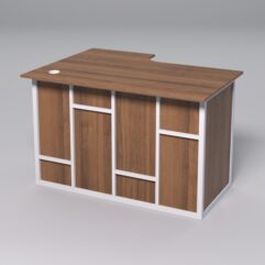 Стол эргономичный офисный СЭ-16А (правосторонний) СТРОНГ в стиле ЛОФТ декор №3, Орех + металлический каркас Белый