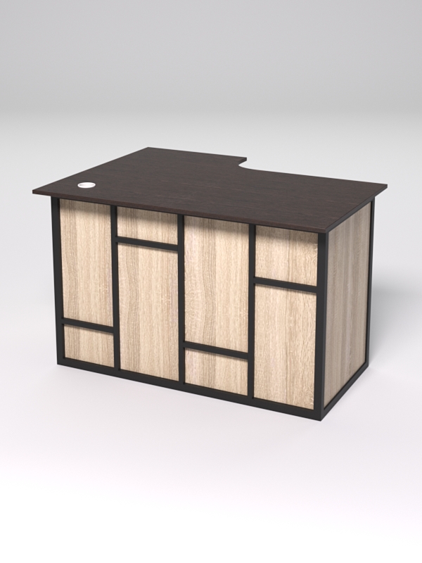 Стол эргономичный офисный СЭ-16А (правосторонний) СТРОНГ в стиле ЛОФТ декор №3, Дуб Венге и Дуб Сонома