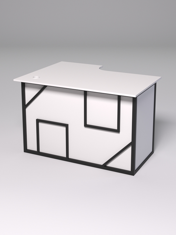 Стол эргономичный офисный СЭ-16А (правосторонний) СТРОНГ в стиле ЛОФТ декор №4, Белый