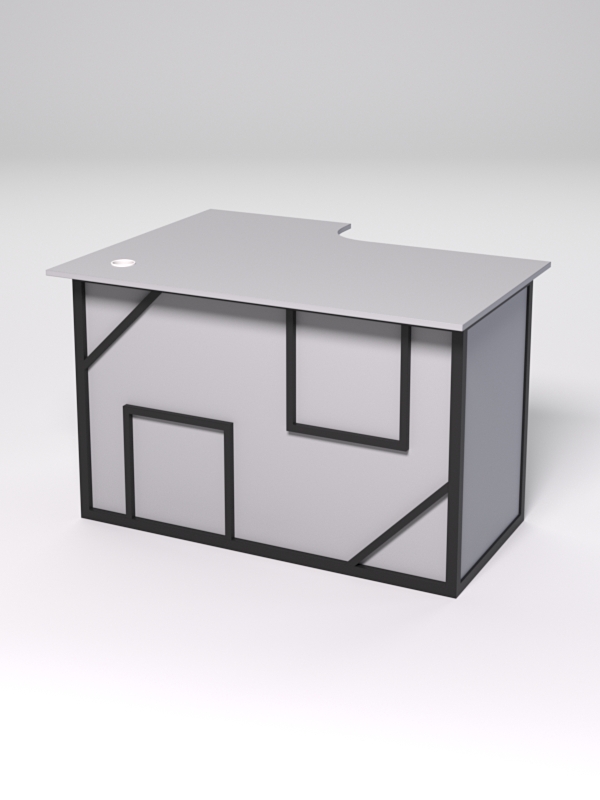 Стол эргономичный офисный СЭ-16А (правосторонний) СТРОНГ в стиле ЛОФТ декор №4, Серый