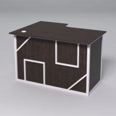 Стол эргономичный офисный СЭ-16А (правосторонний) СТРОНГ в стиле ЛОФТ декор №4, Дуб Венге + металлический каркас Белый