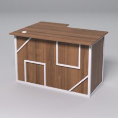 Стол эргономичный офисный СЭ-16А (правосторонний) СТРОНГ в стиле ЛОФТ декор №4, Орех + металлический каркас Белый