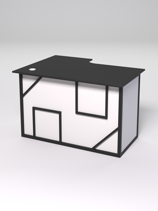 Стол эргономичный офисный СЭ-16А (правосторонний) СТРОНГ в стиле ЛОФТ декор №4, Черный и Белый