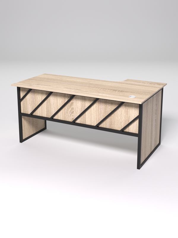 Стол эргономичный офисный СЭ-17 (левосторонний) СТРОНГ в стиле ЛОФТ декор №2, Дуб Сонома