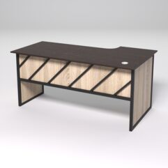 Стол эргономичный офисный СЭ-17 (левосторонний) СТРОНГ в стиле ЛОФТ декор №2, Дуб Венге и Дуб Сонома