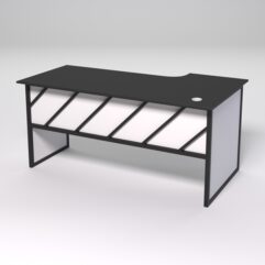 Стол эргономичный офисный СЭ-17 (левосторонний) СТРОНГ в стиле ЛОФТ декор №2, Черный и Белый