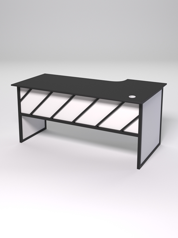 Стол эргономичный офисный СЭ-17 (левосторонний) СТРОНГ в стиле ЛОФТ декор №2, Черный и Белый