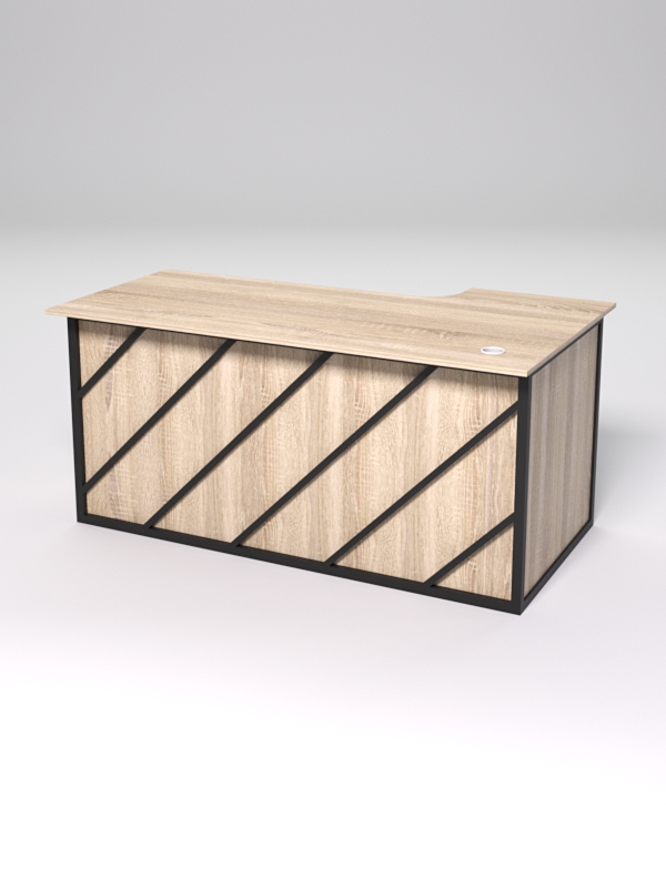 Стол эргономичный офисный СЭ-17А (левосторонний) СТРОНГ в стиле ЛОФТ декор №2, Дуб Сонома