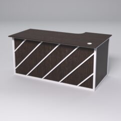 Стол эргономичный офисный СЭ-17А (левосторонний) СТРОНГ в стиле ЛОФТ декор №2, Дуб Венге + металлический каркас Белый