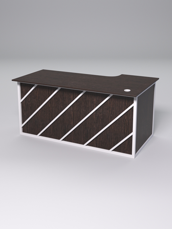 Стол эргономичный офисный СЭ-17А (левосторонний) СТРОНГ в стиле ЛОФТ декор №2, Дуб Венге + металлический каркас Белый