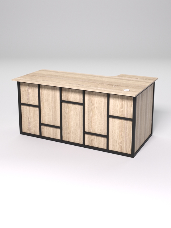 Стол эргономичный офисный СЭ-17А (левосторонний) СТРОНГ в стиле ЛОФТ декор №3, Дуб Сонома