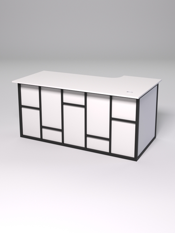 Стол эргономичный офисный СЭ-17А (левосторонний) СТРОНГ в стиле ЛОФТ декор №3, Белый