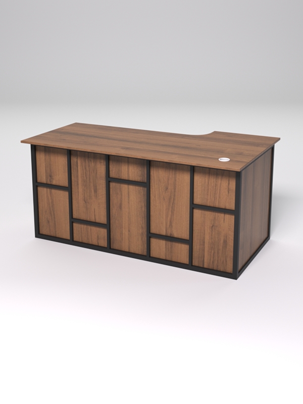 Стол эргономичный офисный СЭ-17А (левосторонний) СТРОНГ в стиле ЛОФТ декор №3, Орех