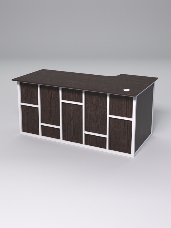 Стол эргономичный офисный СЭ-17А (левосторонний) СТРОНГ в стиле ЛОФТ декор №3, Дуб Венге + металлический каркас Белый