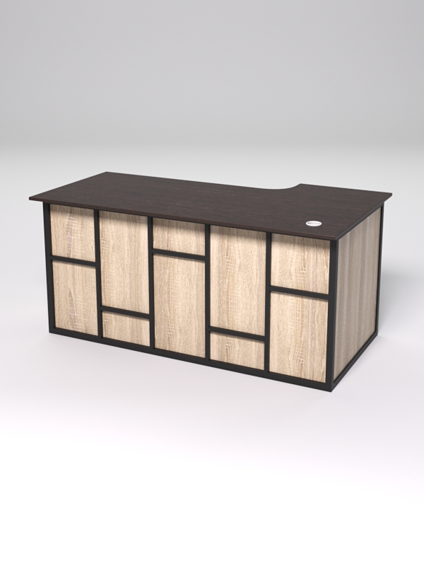 Стол эргономичный офисный СЭ-17А (левосторонний) СТРОНГ в стиле ЛОФТ декор №3, Дуб Венге и Дуб Сонома