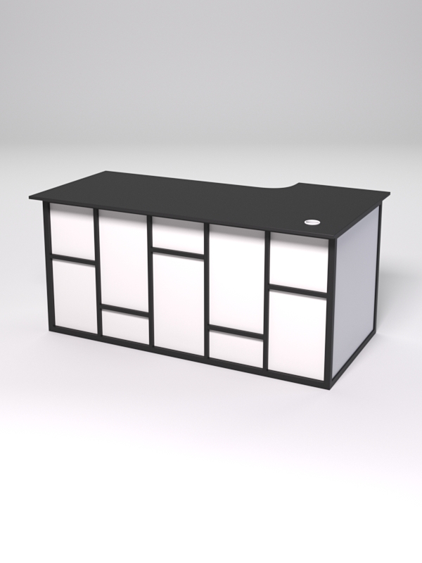 Стол эргономичный офисный СЭ-17А (левосторонний) СТРОНГ в стиле ЛОФТ декор №3, Черный и Белый