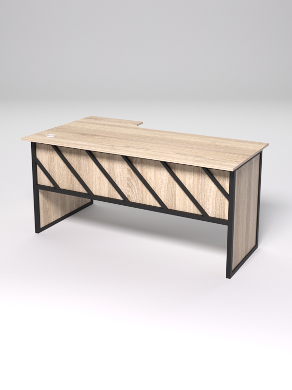 Стол эргономичный офисный СЭ-18 (правосторонний) СТРОНГ в стиле ЛОФТ декор №2, Дуб Сонома