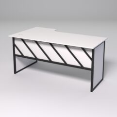 Стол эргономичный офисный СЭ-18 (правосторонний) СТРОНГ в стиле ЛОФТ декор №2, Белый