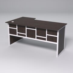 Стол эргономичный офисный СЭ-18 (правосторонний) СТРОНГ в стиле ЛОФТ декор №3, Дуб Венге + металлический каркас Белый