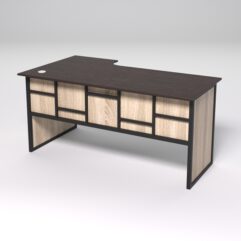 Стол эргономичный офисный СЭ-18 (правосторонний) СТРОНГ в стиле ЛОФТ декор №3, Дуб Венге и Дуб Сонома