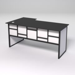 Стол эргономичный офисный СЭ-18 (правосторонний) СТРОНГ в стиле ЛОФТ декор №3, Черный и Белый