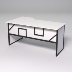 Стол эргономичный офисный СЭ-18 (правосторонний) СТРОНГ в стиле ЛОФТ декор №4, Белый