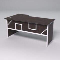 Стол эргономичный офисный СЭ-18 (правосторонний) СТРОНГ в стиле ЛОФТ декор №4, Дуб Венге + металлический каркас Белый