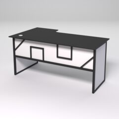 Стол эргономичный офисный СЭ-18 (правосторонний) СТРОНГ в стиле ЛОФТ декор №4, Черный и Белый