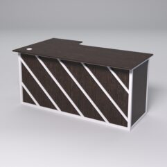 Стол эргономичный офисный СЭ-18А (правосторонний) СТРОНГ в стиле ЛОФТ декор №2, Дуб Венге + металлический каркас Белый