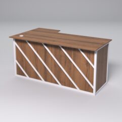 Стол эргономичный офисный СЭ-18А (правосторонний) СТРОНГ в стиле ЛОФТ декор №2, Орех + металлический каркас Белый