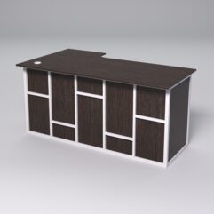 Стол эргономичный офисный СЭ-18А (правосторонний) СТРОНГ в стиле ЛОФТ декор №3, Дуб Венге + металлический каркас Белый