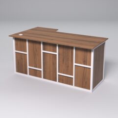 Стол эргономичный офисный СЭ-18А (правосторонний) СТРОНГ в стиле ЛОФТ декор №3, Орех + металлический каркас Белый