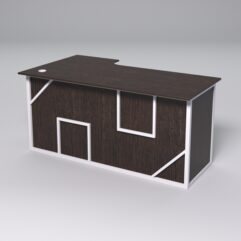 Стол эргономичный офисный СЭ-18А (правосторонний) СТРОНГ в стиле ЛОФТ декор №4, Дуб Венге + металлический каркас Белый