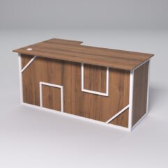 Стол эргономичный офисный СЭ-18А (правосторонний) СТРОНГ в стиле ЛОФТ декор №4, Орех + металлический каркас Белый