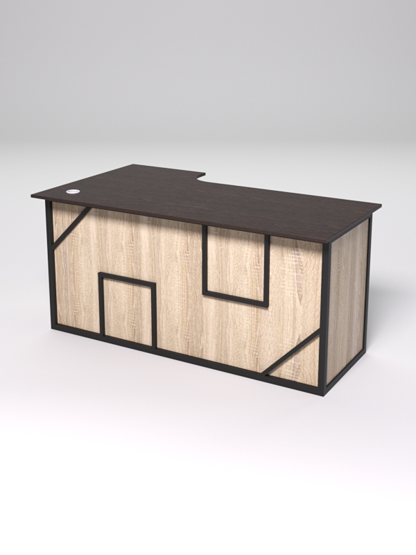 Стол эргономичный офисный СЭ-18А (правосторонний) СТРОНГ в стиле ЛОФТ декор №4, Дуб Венге и Дуб Сонома