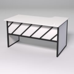 Стол эргономичный офисный СЭ-19 (левосторонний) СТРОНГ в стиле ЛОФТ декор №2, Белый