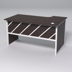 Стол эргономичный офисный СЭ-19 (левосторонний) СТРОНГ в стиле ЛОФТ декор №2, Дуб Венге + металлический каркас Белый