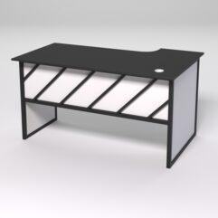 Стол эргономичный офисный СЭ-19 (левосторонний) СТРОНГ в стиле ЛОФТ декор №2, Черный и Белый