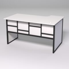 Стол эргономичный офисный СЭ-19 (левосторонний) СТРОНГ в стиле ЛОФТ декор №3, Белый