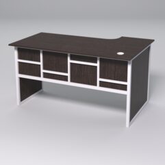 Стол эргономичный офисный СЭ-19 (левосторонний) СТРОНГ в стиле ЛОФТ декор №3, Дуб Венге + металлический каркас Белый