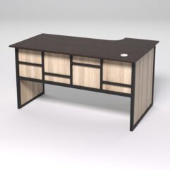 Стол эргономичный офисный СЭ-19 (левосторонний) СТРОНГ в стиле ЛОФТ декор №3, Дуб Венге и Дуб Сонома