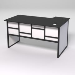 Стол эргономичный офисный СЭ-19 (левосторонний) СТРОНГ в стиле ЛОФТ декор №3, Черный и Белый