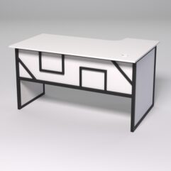 Стол эргономичный офисный СЭ-19 (левосторонний) СТРОНГ в стиле ЛОФТ декор №4, Белый