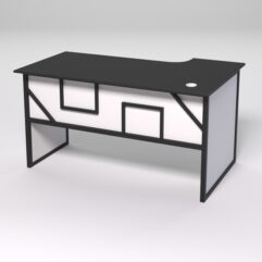 Стол эргономичный офисный СЭ-19 (левосторонний) СТРОНГ в стиле ЛОФТ декор №4, Черный и Белый